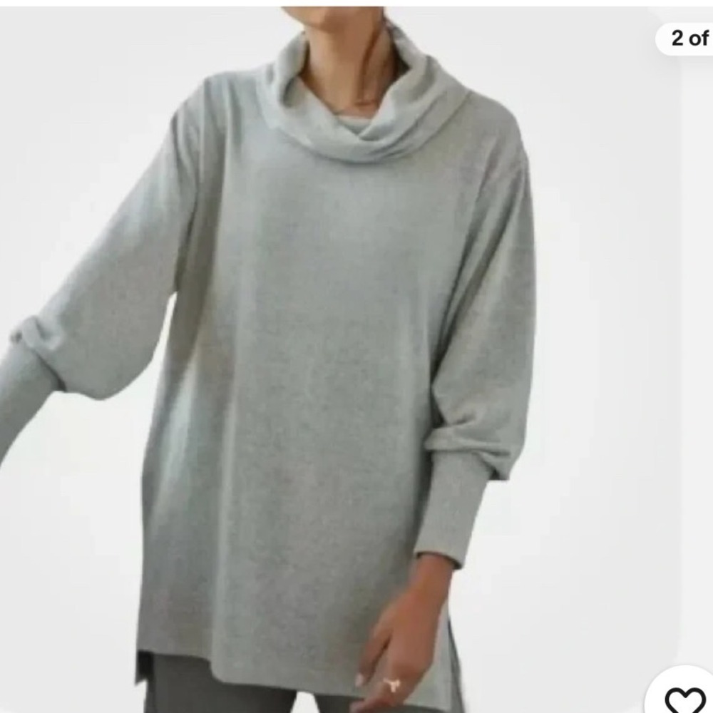 Maeve By Anthropologie Oversized Cowl Neck Tunic Top Long Sleeve Sage Green Sz S